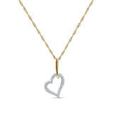 Diamond Heart Pendant Necklace 14K Two Tone Gold 0.10ct