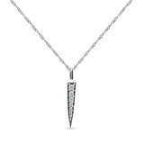 14K Gold 0.11ct Diamond Bar Drop Pendant Chain Necklace 18" Long