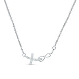 Cross Pendant Diamond Infinity Necklace 14K Gold 0.05ct