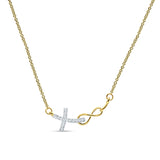 Cross Pendant Diamond Infinity Necklace 14K Gold 0.05ct