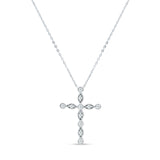 Diamond Cross Pendant Necklace 14K Gold 0.26ct