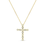 Diamond Cross Pendant Necklace 14K Gold 0.26ct