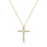 Diamond Cross Pendant Necklace 14K Gold 0.26ct