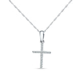 14K Gold 0.10ct Cross Diamond Pendant Chain Necklace 18 Inch Long