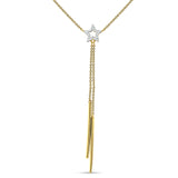 Dangling Diamond Line Star Necklace 14K Gold 0.05ct