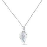 Leaf Necklace Diamond Pendant 14K Gold 0.06ct