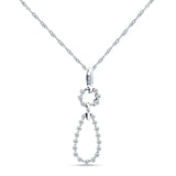 14K Gold 0.19ct Dangling Diamond Teardrop Pendant Necklace 18 In Long