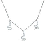 Dangling Diamond Snake Necklace 14K Gold 0.13ct