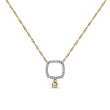 Dangling Diamond Cushion Cut Necklace 14K Gold 0.09ct