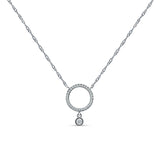 Dangling Open Circle Diamond Necklace 14K Gold 0.09ct