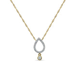 Dangling Diamond Pear Teardrop Necklace 14K Gold 0.09ct