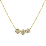 Diamond Pendant Flower Necklace 14K Gold 0.14ct