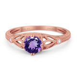 14K Gold 0.87ct Vintage Design Solitaire Round 6mm G SI Diamond Engagement Wedding Ring