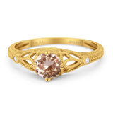 14K Gold 0.87ct Vintage Design Solitaire Round 6mm G SI Diamond Engagement Wedding Ring