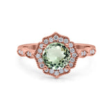 14K Gold 1.42ct Art Deco Round 7mm G SI Diamond Engagement Wedding Ring