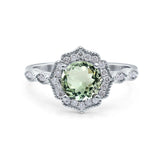 14K Gold 1.42ct Art Deco Round 7mm G SI Diamond Engagement Wedding Ring