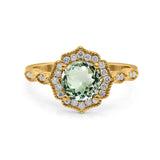 14K Gold 1.42ct Art Deco Round 7mm G SI Diamond Engagement Wedding Ring