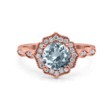 14K Gold 1.42ct Art Deco Round 7mm G SI Diamond Engagement Wedding Ring
