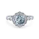 14K Gold 1.42ct Art Deco Round 7mm G SI Diamond Engagement Wedding Ring