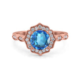 14K Gold 1.42ct Art Deco Round 7mm G SI Diamond Engagement Wedding Ring