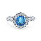 14K Gold 1.42ct Art Deco Round 7mm G SI Diamond Engagement Wedding Ring
