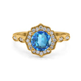 14K Gold 1.42ct Art Deco Round 7mm G SI Diamond Engagement Wedding Ring