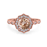 14K Gold 1.42ct Art Deco Round 7mm G SI Diamond Engagement Wedding Ring