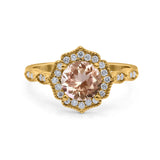 14K Gold 1.42ct Art Deco Round 7mm G SI Diamond Engagement Wedding Ring