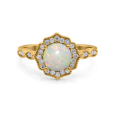 14K Gold 1.42ct Art Deco Round 7mm G SI Diamond Engagement Wedding Ring