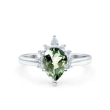 14K Gold 1.5ct Teardrop Art Deco Pear 9mmx6mm G SI Diamond Engagement Wedding Ring