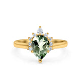 14K Gold 1.5ct Teardrop Art Deco Pear 9mmx6mm G SI Diamond Engagement Wedding Ring