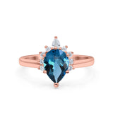 14K Gold 1.5ct Teardrop Art Deco Pear 9mmx6mm G SI Diamond Engagement Wedding Ring