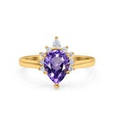 14K Gold 1.5ct Teardrop Art Deco Pear 9mmx6mm G SI Diamond Engagement Wedding Ring