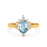 14K Gold 1.5ct Teardrop Art Deco Pear 9mmx6mm G SI Diamond Engagement Wedding Ring