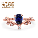 14K Gold Pear 0.77ct G SI Diamond Engagement Vintage Ring Size 6.5