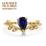 14K Gold Pear 0.77ct G SI Diamond Engagement Vintage Ring Size 6.5
