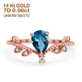14K Gold Pear 0.77ct G SI Diamond Engagement Vintage Ring Size 6.5