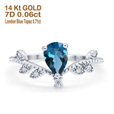 14K Gold Pear 0.77ct G SI Diamond Engagement Vintage Ring Size 6.5