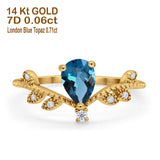 14K Gold Pear 0.77ct G SI Diamond Engagement Vintage Ring Size 6.5
