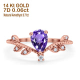 14K Gold Pear 0.77ct G SI Diamond Engagement Vintage Ring Size 6.5