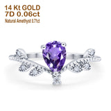 14K Gold Pear 0.77ct G SI Diamond Engagement Vintage Ring Size 6.5