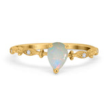 14K Gold 0.73ct Teardrop Pear 7mmx5mm G SI Diamond Engagement Wedding Ring