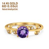 14K Gold 0.87ct Round G SI Diamond Engagement Ring Size 6.5