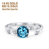 14K Gold 0.87ct Round G SI Diamond Engagement Ring Size 6.5