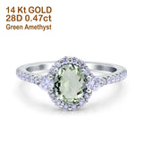 14K Gold 1.68ct Oval Art Deco G SI Diamond Engagement Ring Size 6.5