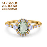 14K Gold 1.68ct Oval Art Deco G SI Diamond Engagement Ring Size 6.5