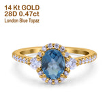 14K Gold 1.68ct Oval Art Deco G SI Diamond Engagement Ring Size 6.5