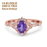 14K Gold Oval 0.95ct G SI Vintage Diamond Engagement Ring Size 6.5