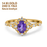 14K Gold Oval 0.95ct G SI Vintage Diamond Engagement Ring Size 6.5