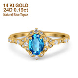 14K Gold Oval 0.95ct G SI Vintage Diamond Engagement Ring Size 6.5